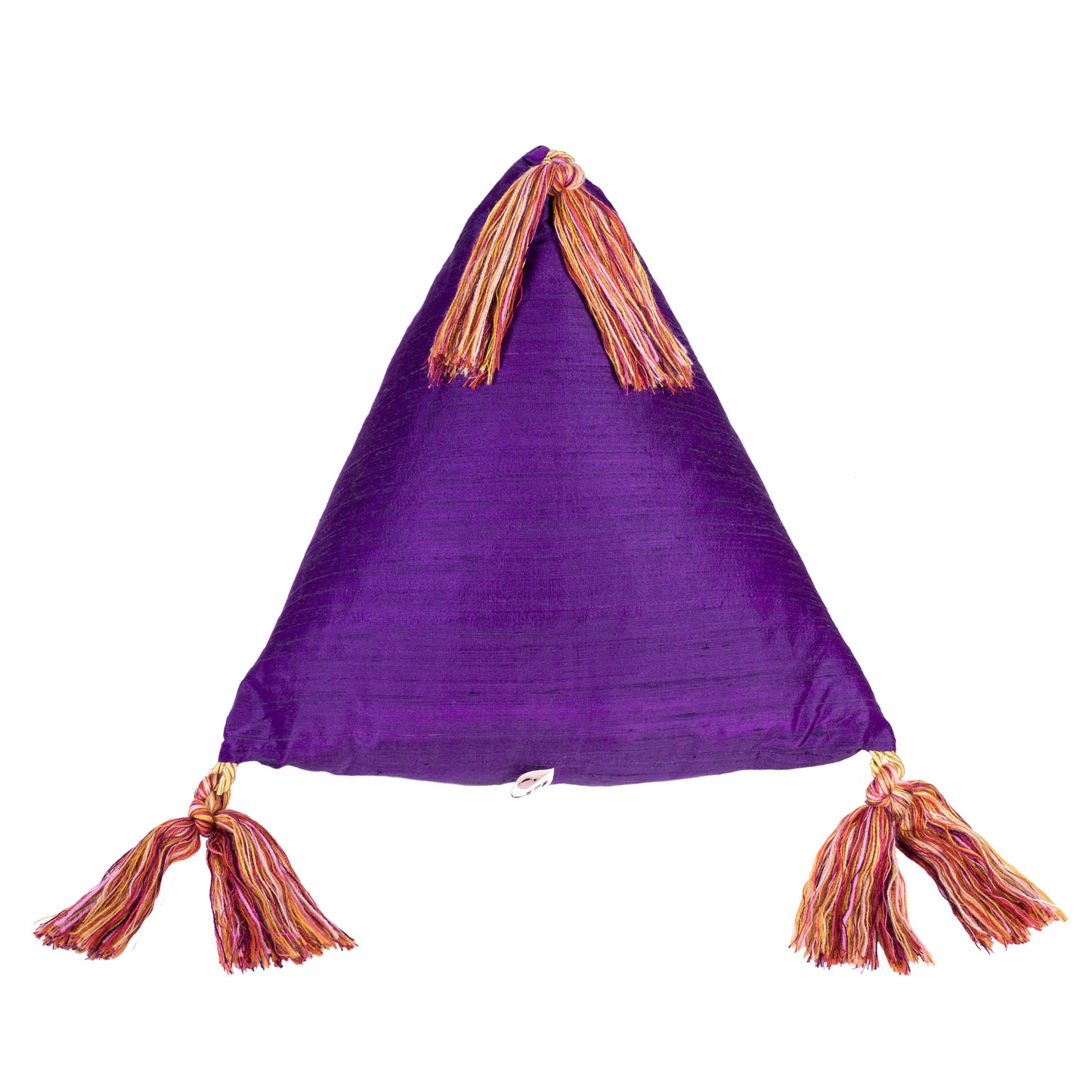 Pyramid Cushion in Magenta with Multi Colour Tassels